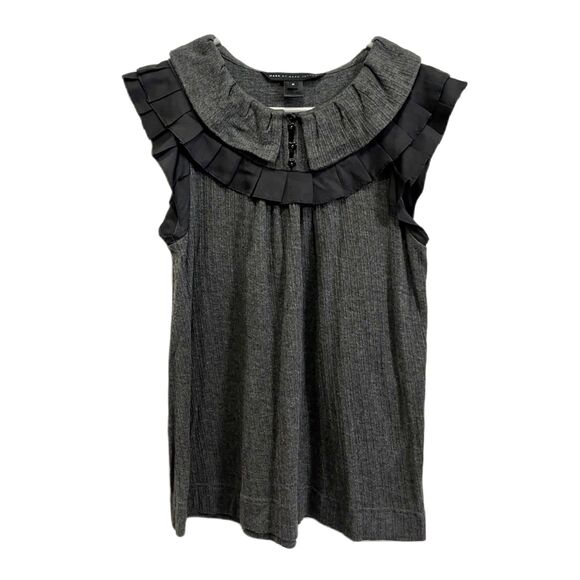 MARC BY MARC JACOBS Gray Ruffle T Shirt Tee Top Blouse   Women's Size Medium - Picture 2 of 7